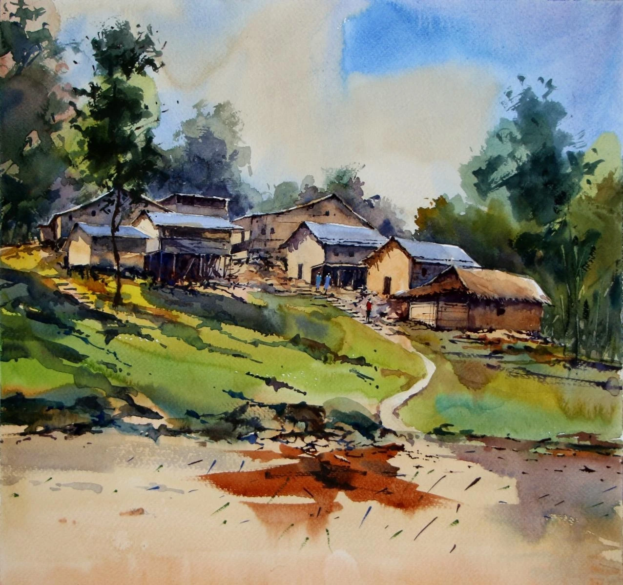 Roma Bazar — watercolour on paper by Iqbal Hossion