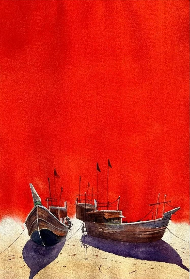 Shampan II — watercolour on paper by Iqbal Hossion